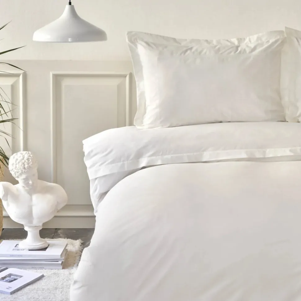 Karaca Home Livia Percale 100% Turkish Cotton Embroidered Duvet Cover Set, King, White