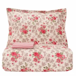 Karaca Home Luis 100% Turkish Cotton Flannel Duvet Cover Set with Bed Sheet, Double, Red Multi