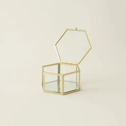 Karaca Home Magic Hexagonal Decorative Box, 12cm, Gold