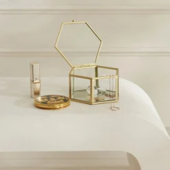 Karaca Home Magic Hexagonal Decorative Box, 12cm, Gold
