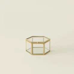 Karaca Home Magic Hexagonal Decorative Box, 12cm, Gold