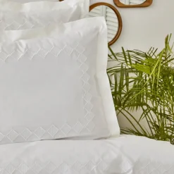 Karaca Home Marigold Percale Embroidered 100% Turkish Cotton Duvet Cover Set, Double, White
