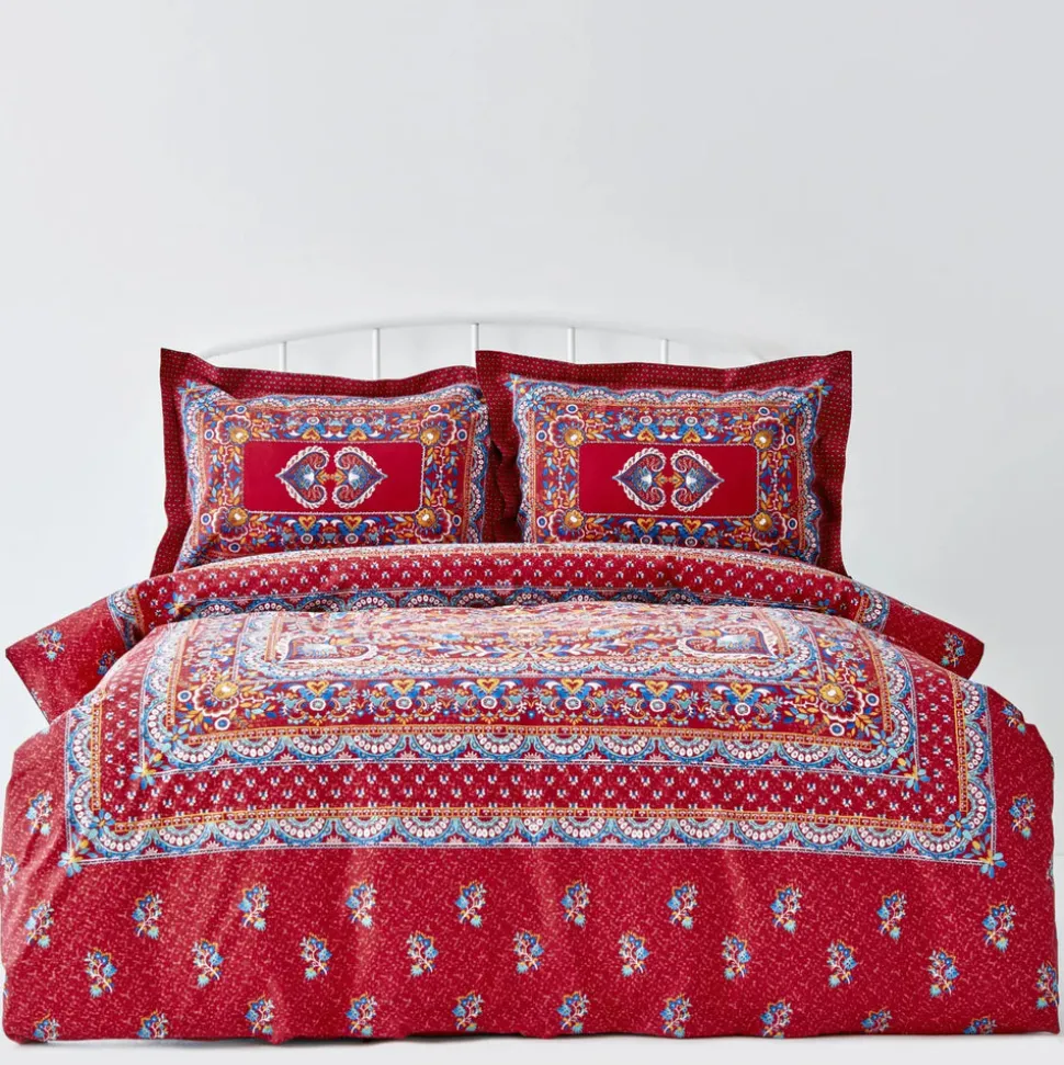 Karaca Home Mihver Pano 100% Turkish Cotton Duvet Cover Set with Bed Sheet, Double, Multi