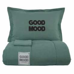 Karaca Home Motto Cotton Comfort Bedding Set with Bed Sheet, Double, Petrol