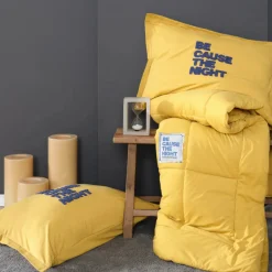 Karaca Home Motto Cotton Comfort Bedding Set with Bed Sheet, Double, Mustard