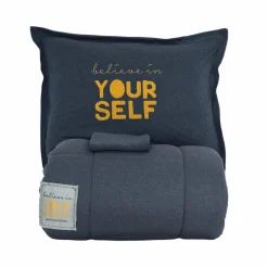 Karaca Home Motto 100% Turkish Cotton Comfort Bedding Set, Double, Indigo