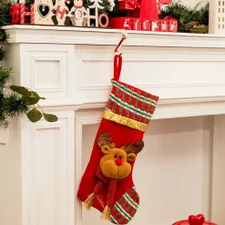 Karaca Home New Year Christmas Deer Gift Stocking Sock Decoration, 47cm, Multi