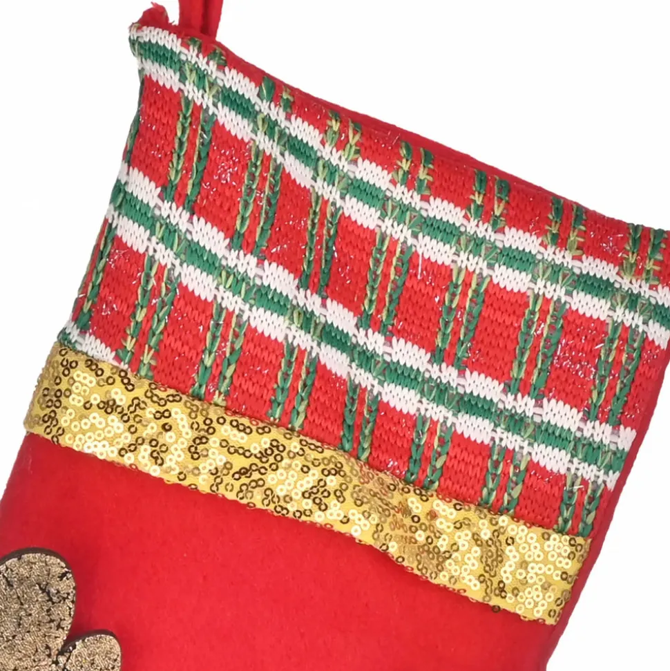 Karaca Home New Year Christmas Deer Gift Stocking Sock Decoration, 47cm, Multi