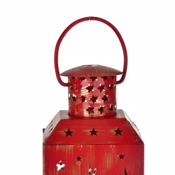 Karaca Home New Year Christmas Deer Metal Decorative Led Light Lantern, 13cm, Red