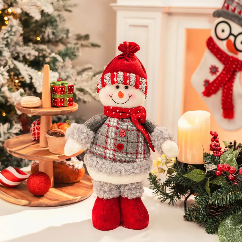 Karaca Home New Year Christmas Standing Snowman Plush Toy Decoration, 34cm, Multi