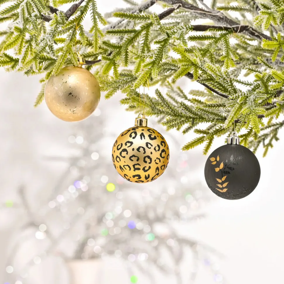 Karaca Home New Year Christmas Leopard Tree Bauble Set, 9 Piece, 6cm, Multi