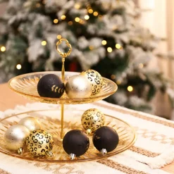 Karaca Home New Year Christmas Leopard Tree Bauble Set, 9 Piece, 6cm, Multi