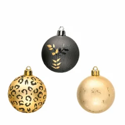 Karaca Home New Year Christmas Leopard Tree Bauble Set, 9 Piece, 6cm, Multi