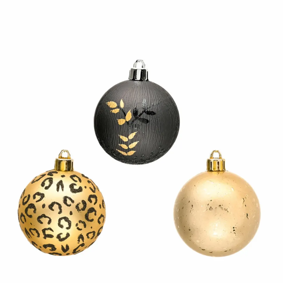 Karaca Home New Year Christmas Leopard Tree Bauble Set, 9 Piece, 6cm, Multi