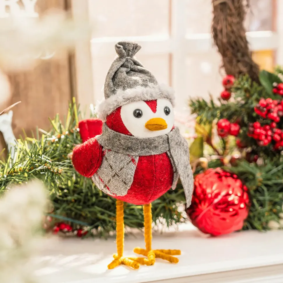 Karaca Home New Year Christmas Robin Bird Plush Toy Decoration, 23cm, Multi