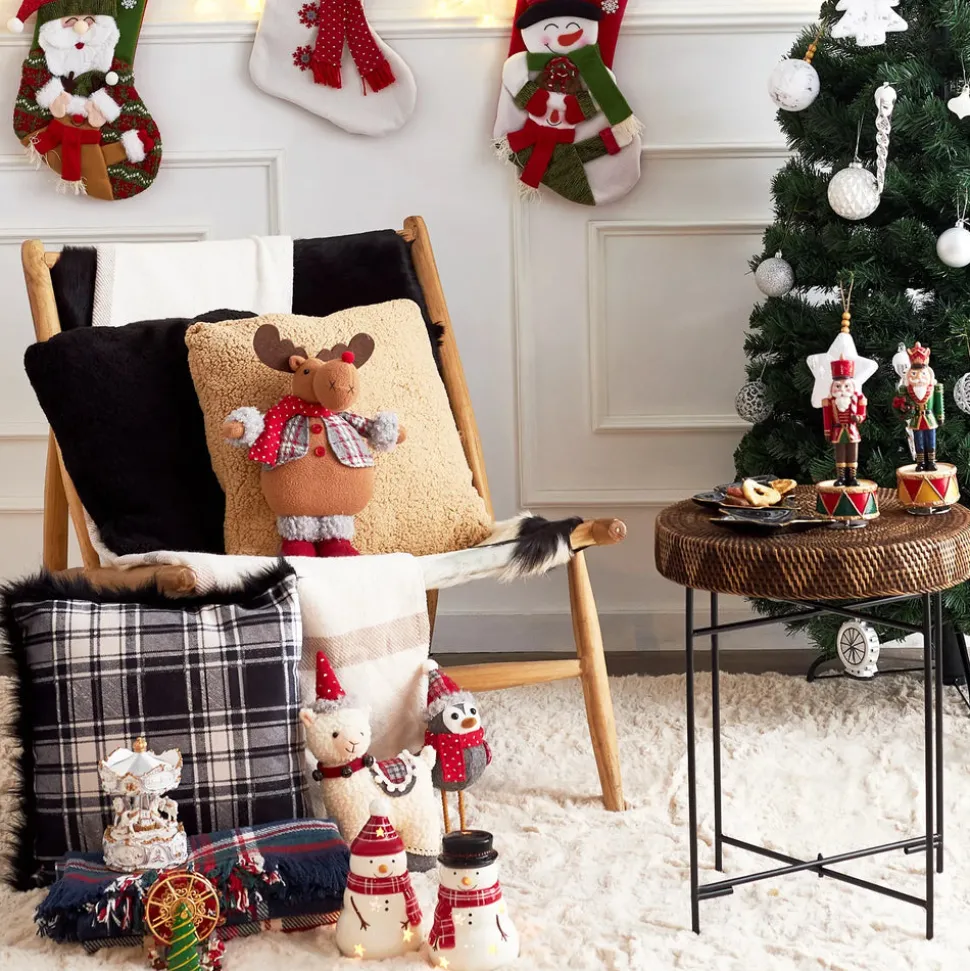 Karaca Home New Year Christmas Standing Reindeer Plush Toy Decoration, 32cm, Multi