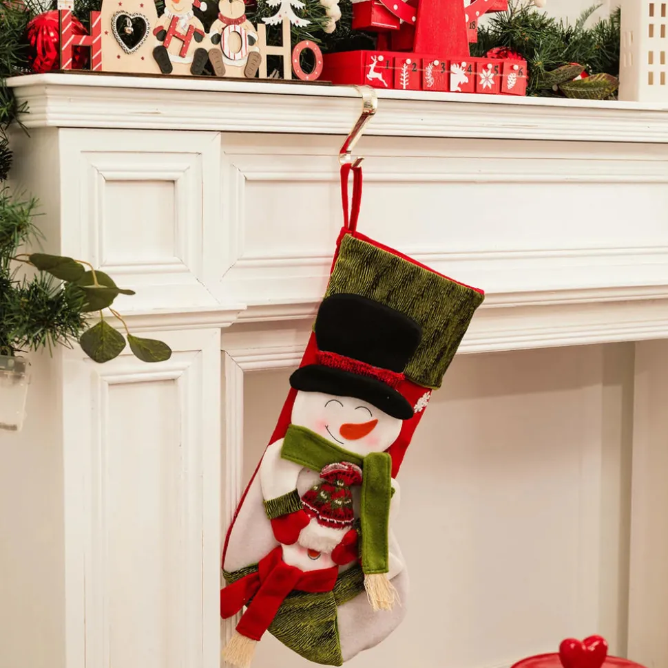 Karaca Home New Year Christmas Snowman Gift Stocking Sock Decoration, 47cm, Multi