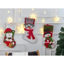 Karaca Home New Year Christmas Snowman Gift Stocking Sock Decoration, 47cm, Multi