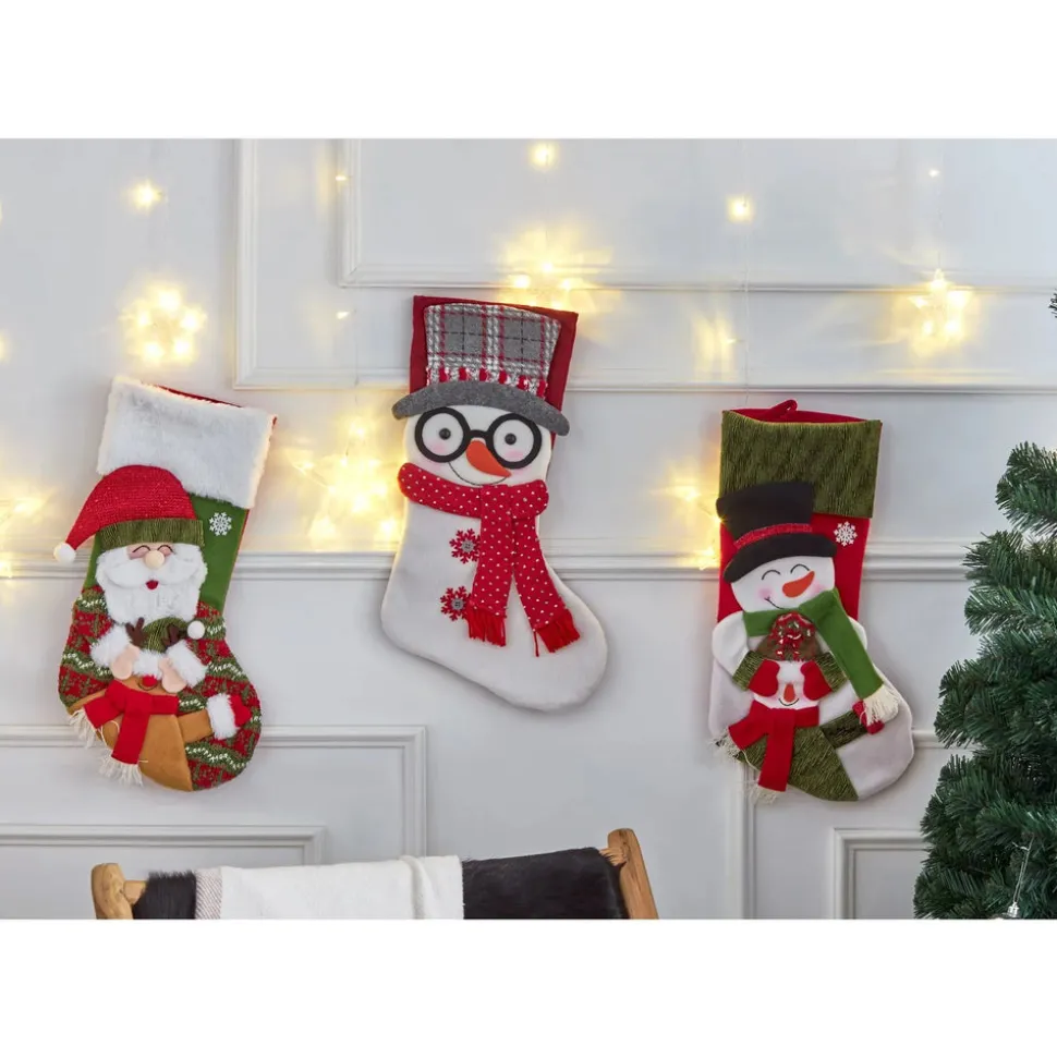 Karaca Home New Year Christmas Snowman Gift Stocking Sock Decoration, 47cm, Multi