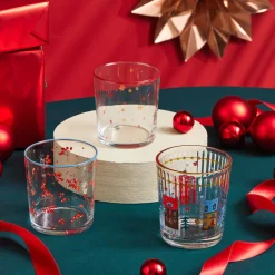 Karaca Home New Year Christmas 3-Piece Snowy Tumbler Glass Set, 380ml, Multi