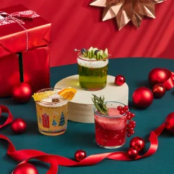 Karaca Home New Year Christmas 3-Piece Butcher's Broom Glass Tumbler Set, 380ml, Multi