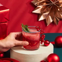 Karaca Home New Year Christmas 3-Piece Butcher's Broom Glass Tumbler Set, 380ml, Multi