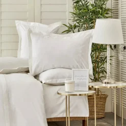 Karaca Home Nimes Percale Embroidered 100% Turkish Cotton Duvet Cover Set, Double, White
