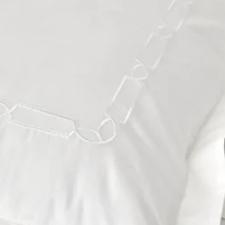 Karaca Home Nimes Percale Embroidered 100% Turkish Cotton Duvet Cover Set, Double, White