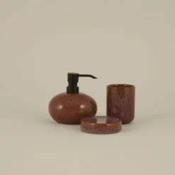 Karaca Home Olivia 3-Piece Bathroom Accessory Set, Mauve