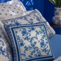 Karaca Home Rosario Filled Cushion, 45cmx45cm, Blue White