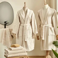 Karaca Home Seden 6-Piece 100% Turkish Cotton Family Bathroom Set, Beige