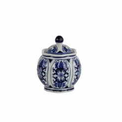 Karaca Home Shana Decorative Jar, 12cm, White Blue