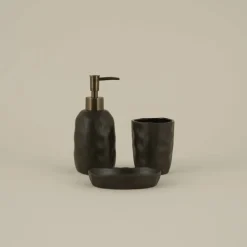 Karaca Home Tracy 3-Piece Bathroom Accessory Set, Black