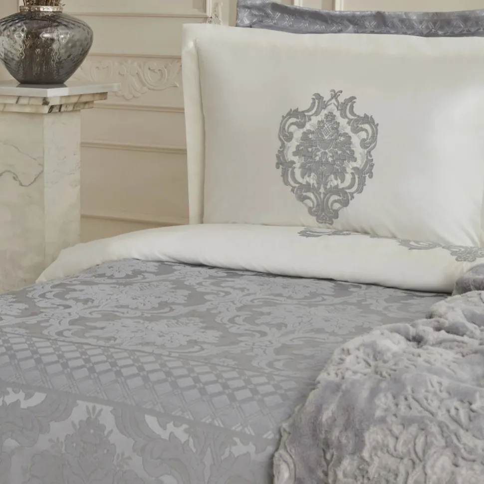 Karaca Home Tugba 8-Piece Bedding Set, Double, Silver