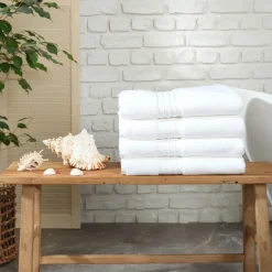 Karaca Home 100% Turkish Cotton Bath Towel Set, 4 Piece, 85cmx150cm, White