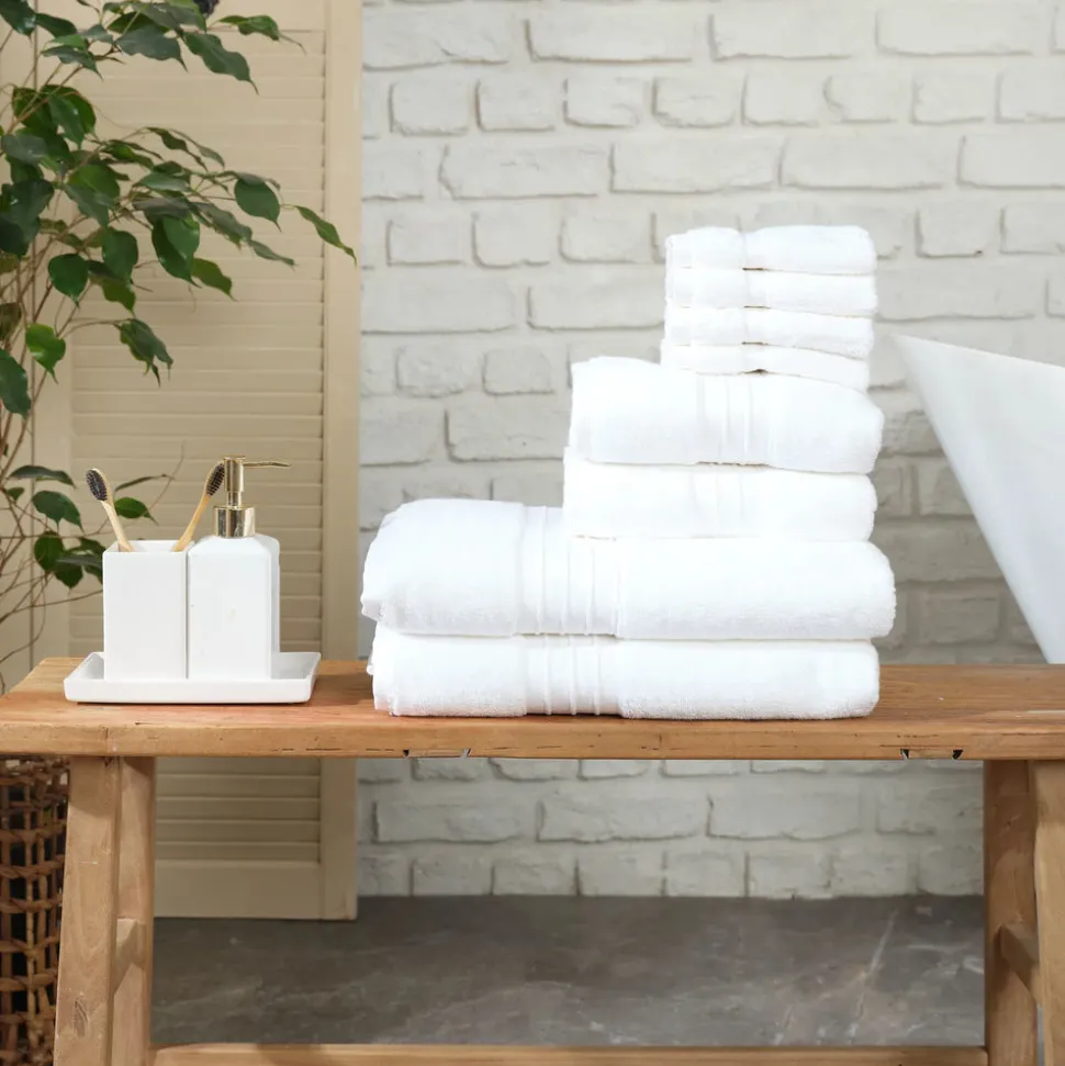 Karaca Home 100% Turkish Cotton Towel Set, 8 Piece, White