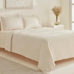 Karaca Home White Collection Felves 100% Turkish Cotton Duvet Cover Set, King Size, Beige