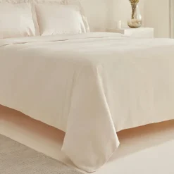 Karaca Home White Collection Felves 100% Turkish Cotton Duvet Cover Set, King Size, Beige