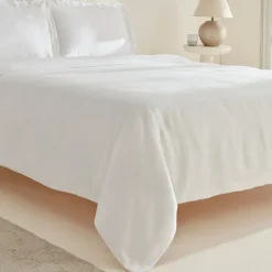 Karaca Home White Collection Felves 100% Turkish Cotton Duvet Cover Set, Double, White