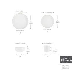 Karaca Hope 24-Piece Stoneware Dinner Set for 6 People, White Gold