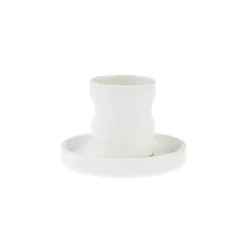 Karaca Hussein Chalayan Momentum 4 Piece Porcelain Espresso Turkish Coffee Cup Set for 2 People, 60ml, White
