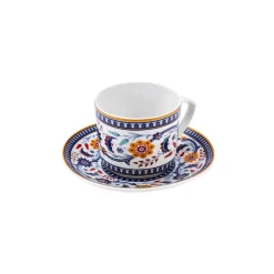Karaca Ihlamur 4-Piece Bone China Espresso Turkish Coffee Cup Set for 2 People, 80ml, White Multi