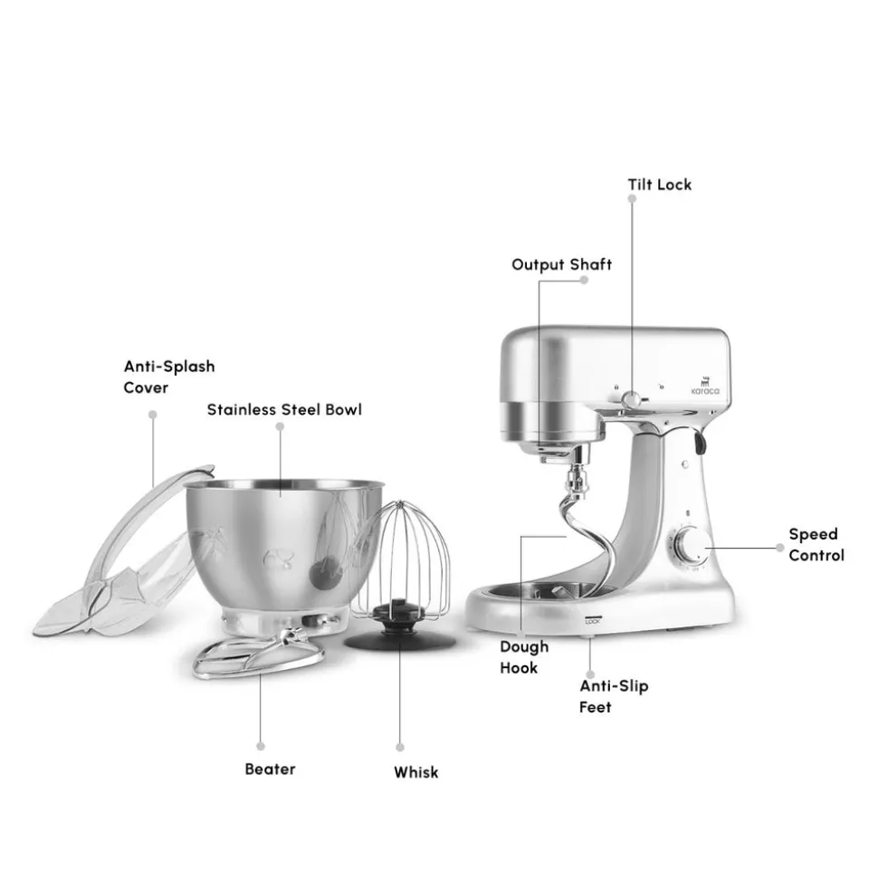 Karaca Ironmax Cast Stand Mixer, 5L, 1000W, Grey