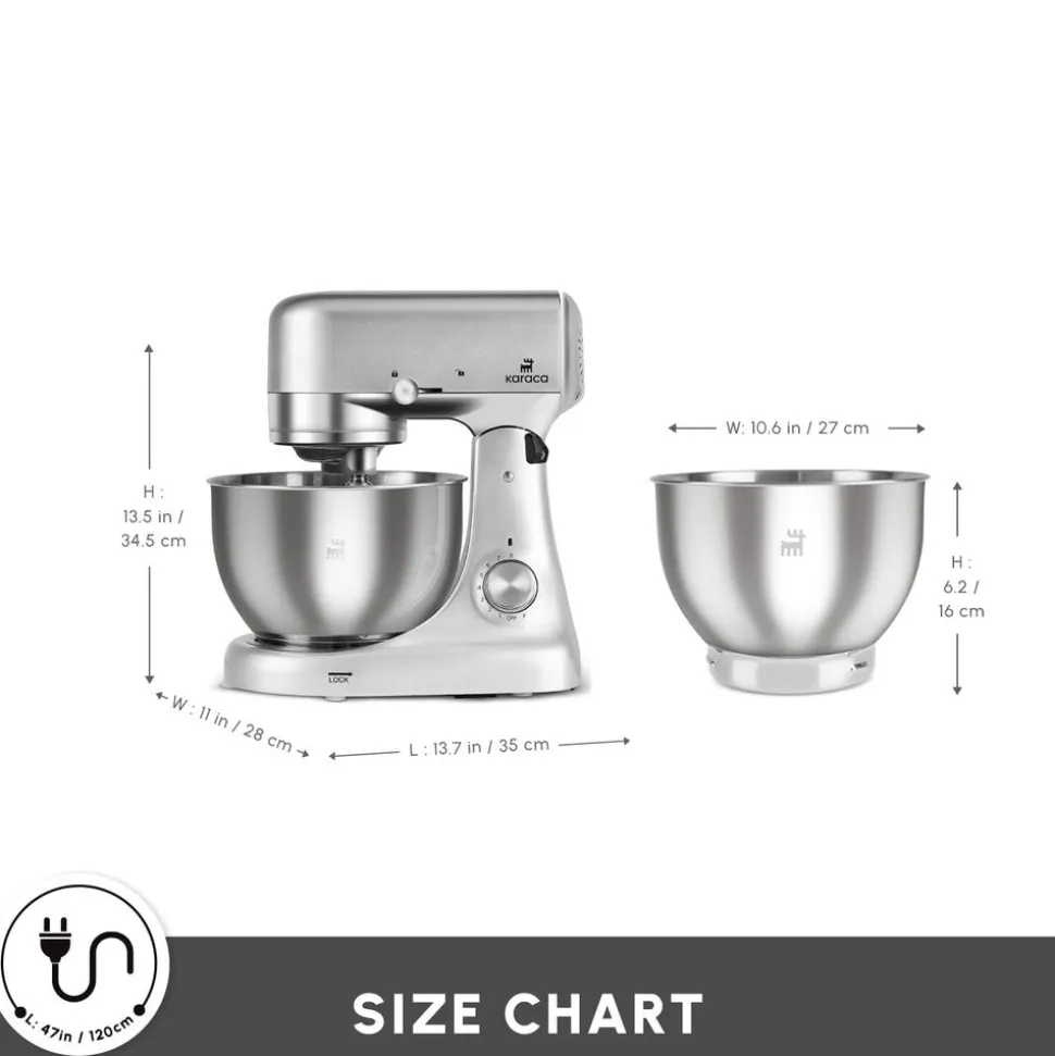 Karaca Ironmax Cast Stand Mixer, 5L, 1000W, Grey