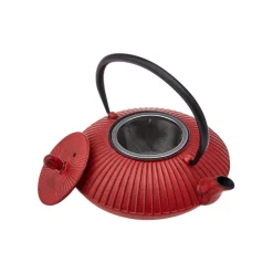Karaca Japanese Cast Iron Teapot, 800ml, Red Black
