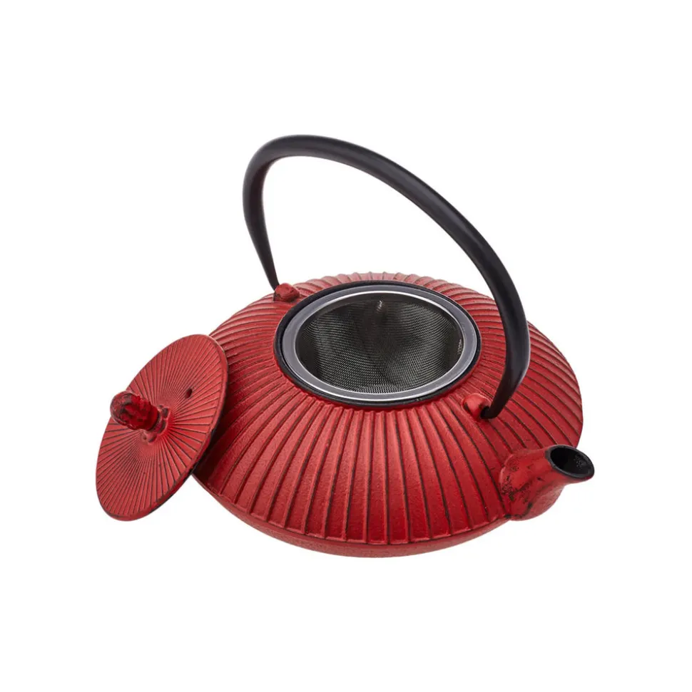 Karaca Japanese Cast Iron Teapot, 800ml, Red Black