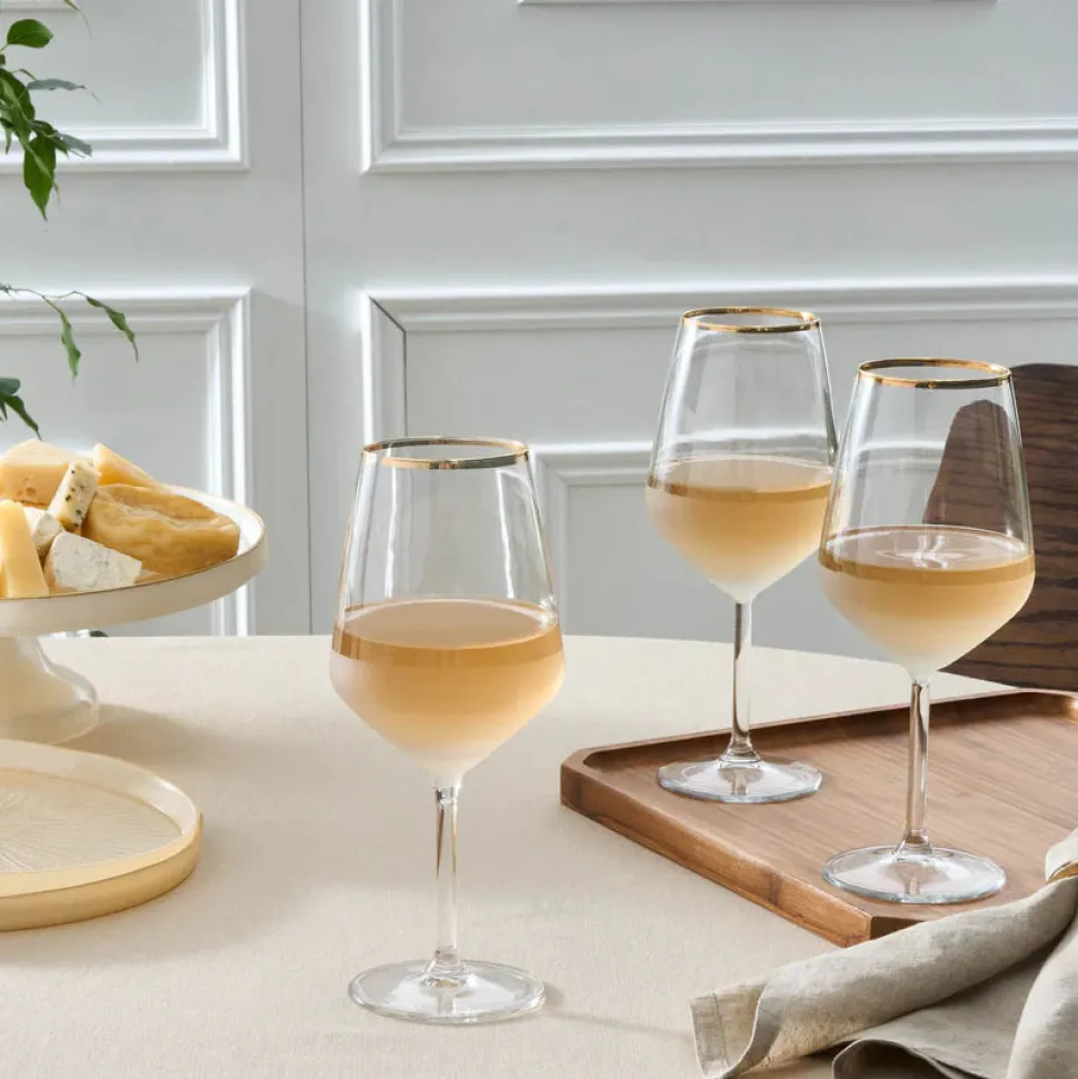 Karaca Jasmine 3-Piece Wine Glass Set, 490ml, White