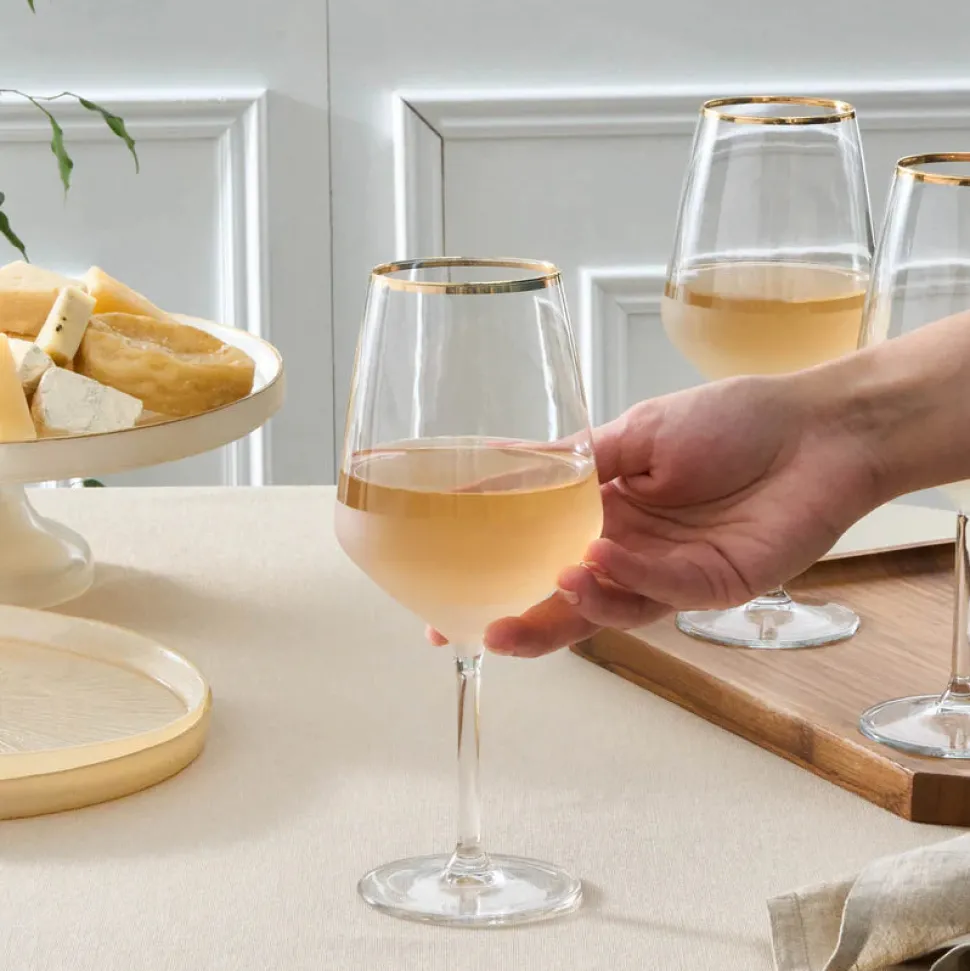 Karaca Jasmine 3-Piece Wine Glass Set, 490ml, White