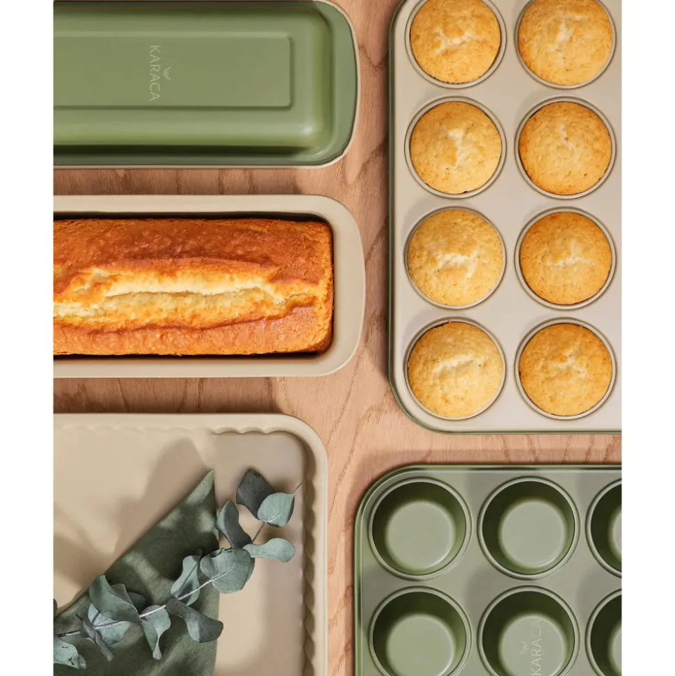 Karaca Jennese Non-Stick Metal Muffin Sheet, 35cmx27cm, Green