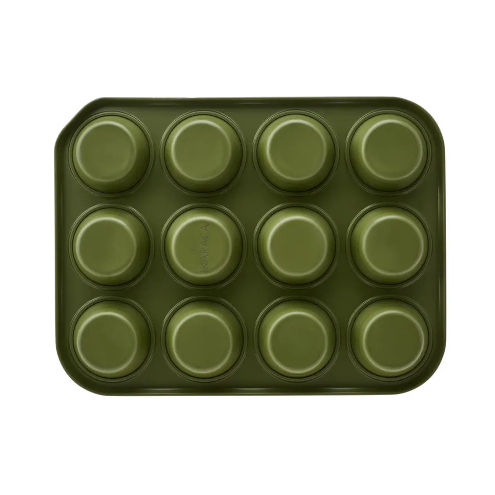 Karaca Jennese Non-Stick Metal Muffin Sheet, 35cmx27cm, Green